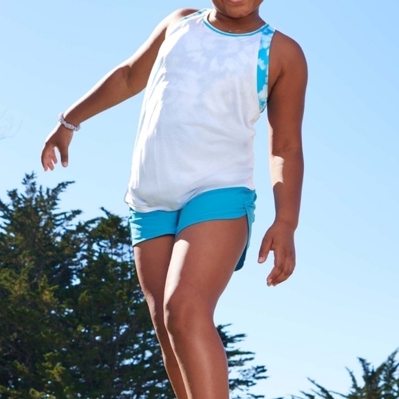 Athleta Girl Perfect Pair Tank In  Free Spirit Santorini Blue Size XL/14 - Picture 13 of 13